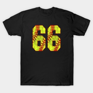 Fastpitch Softball Number 66 #66 Softball Shirt Jersey Uniform Favorite Player Biggest Fan T-Shirt